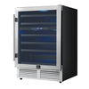 FORNO Bacchino 24" 51 Bottle 2 Zone Wine Cooler with LED Lighting and Triple Glass Door in Stainless Steel, FWCDR6634-24S